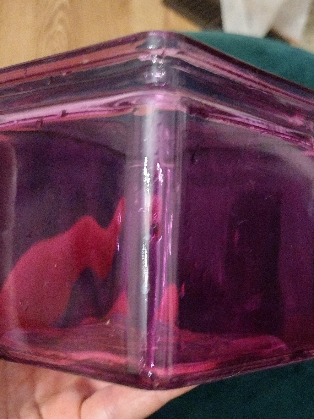 Square purple glass container decorative  cube vase